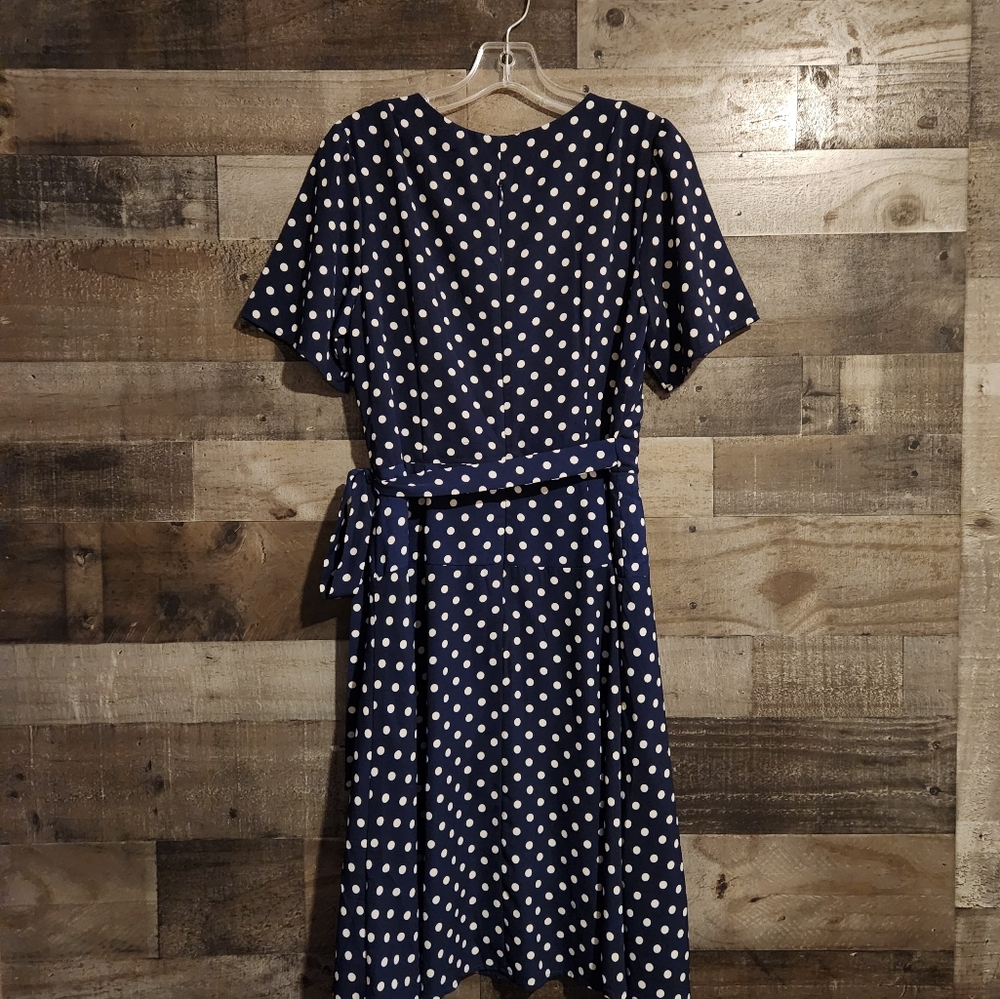 Vintage Rabbit Rabbit Rabbit Designs Navy Blue Polka Dot Dress - Picture 3 of 4